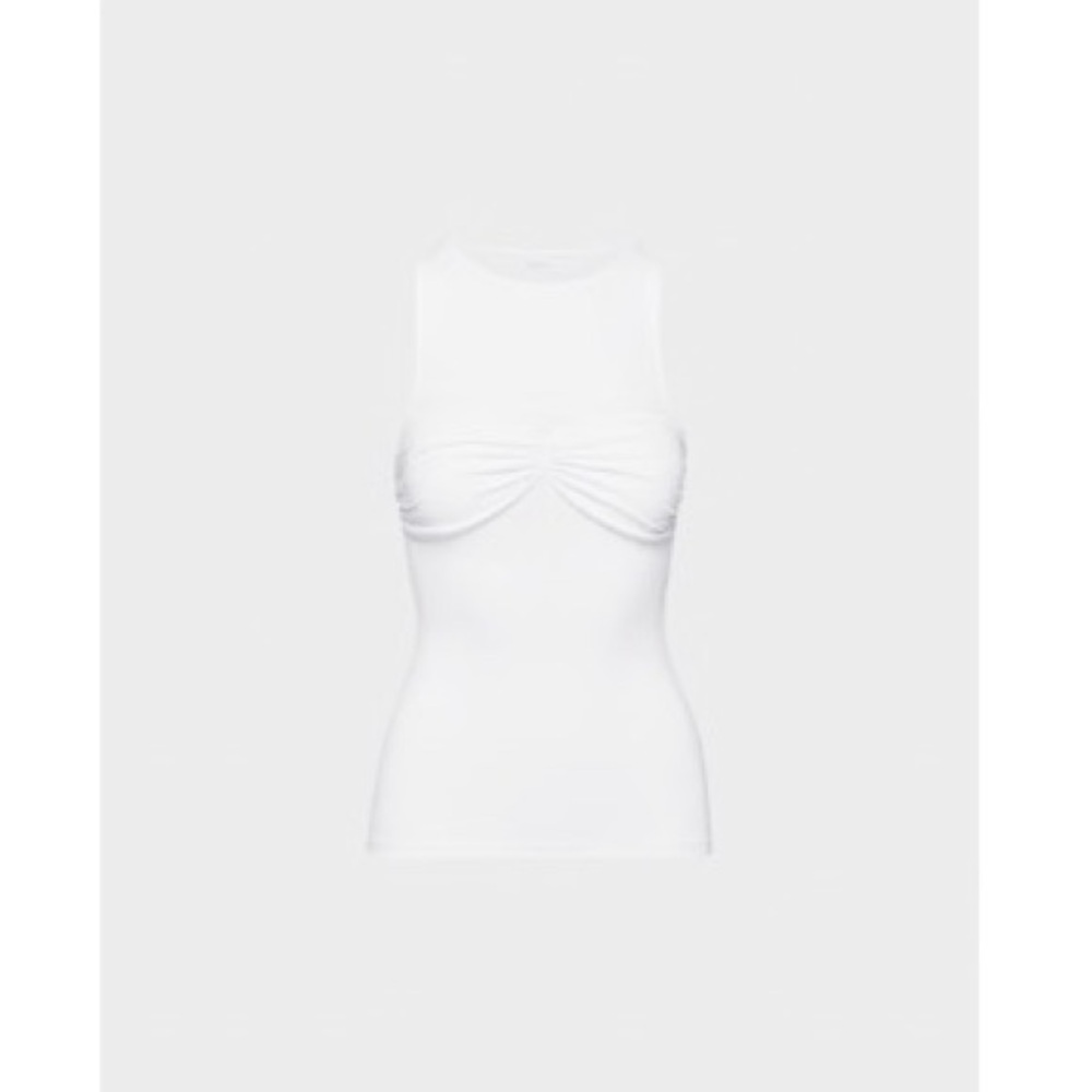 Aritzia White Ruched Tank Top